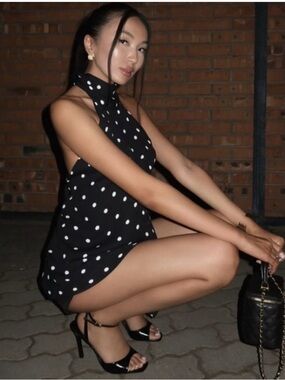 Zara Black Polka Dot Halter Blouse